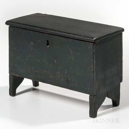 Miniature Green-painted Cherry Six-board Chest