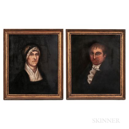 Attributed to Frederick Mayhew (Massachusetts, 1785-1854) Pair of Portraits: Husband and Wife