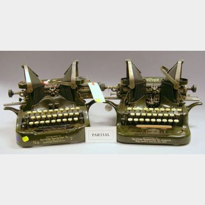 Three Green Oliver Typewriters. 