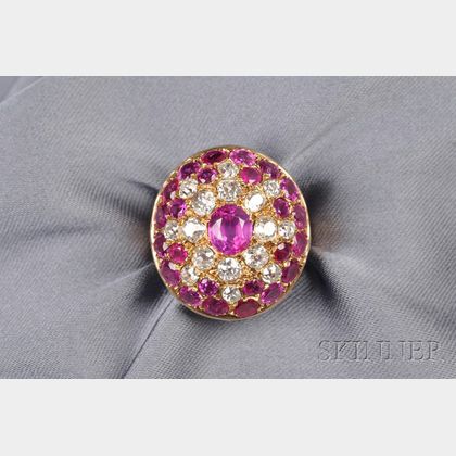 14kt Gold, Ruby, and Diamond Dome Ring