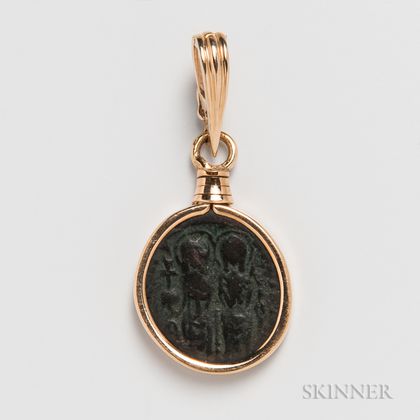 14kt Gold-mounted Ancient Coin Pendant
