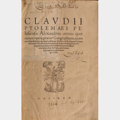 Ptolemy, Claudius (c. AD 90-c. AD 168) Omnia Quae Extant Opera
