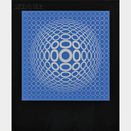 Victor Vasarely (Hungarian/French, 1906-1997) Untitled (Tuz in Blue and Silver)