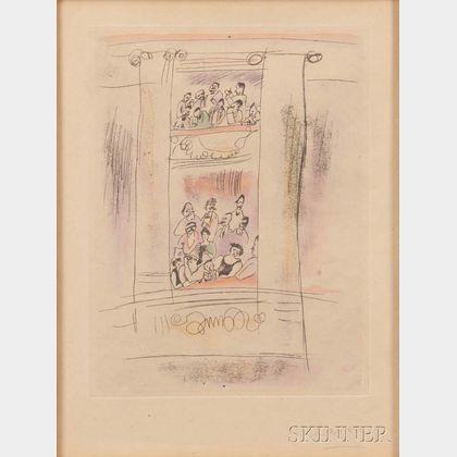 Jules Pascin (French, 1885-1930) Two Framed Prints: Theater Box