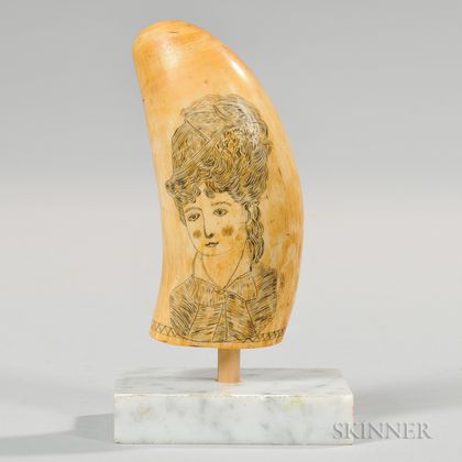 Scrimshaw Whale's Tooth with Image of a Woman