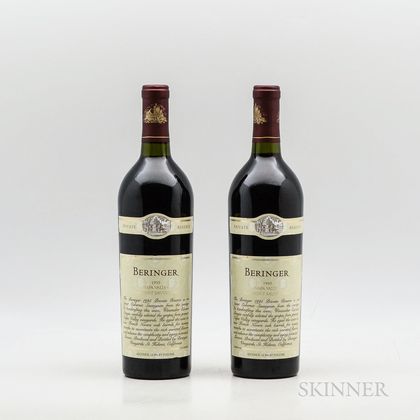Beringer Cabernet Sauvignon Private Reserve 1995, 2 bottles 