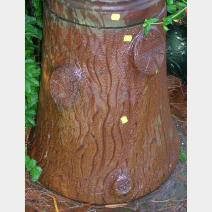 Portland Stone Ware Co. Brown Glazed Stump-form Pedestal