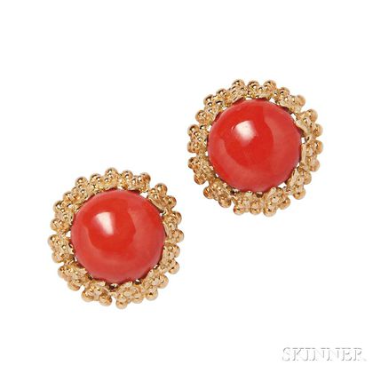 18kt Coral Earclips