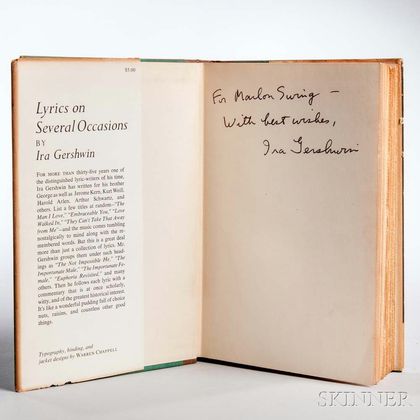 Gershwin, Ira (1896-1983) Lyrics on Several Occasions , Signed and Inscribed Copy.