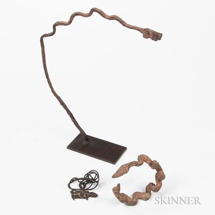 Dogon Iron Bracelet, Snake, and Lobi Bronze Pendant