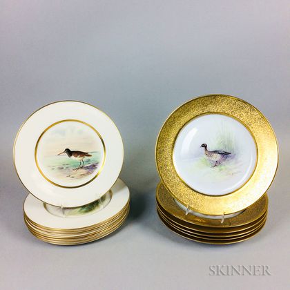 Two Sets of Lenox and Pickard Bird-decorated Porcelain Plates