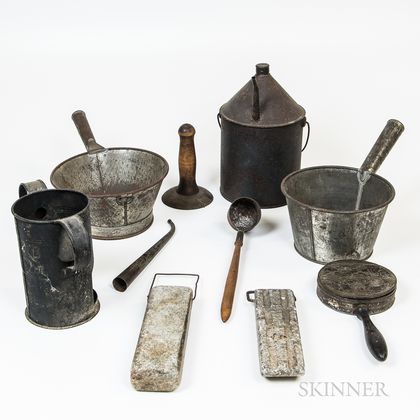 Group of Metal and Stone Domestic Items