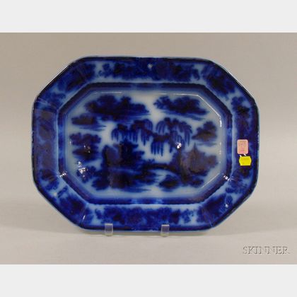 Podmore, Walker & Co. Flow Blue Manila Pattern Ironstone Platter