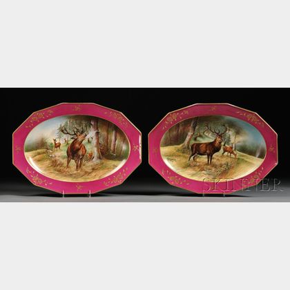 Pair of Hand-painted Limoges Porcelain Serving Platters