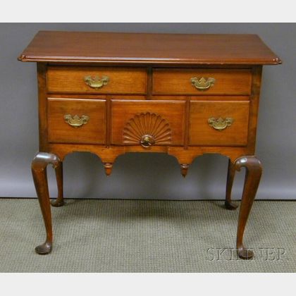 Queen Anne-style Carved Walnut and Maple Dressing Table. 