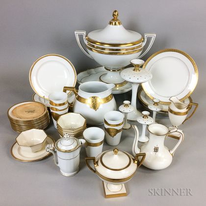 Approximately Forty-five Pieces of Gold-band Porcelain Tableware