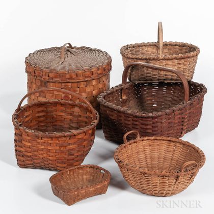 Five Woven Splint Baskets
