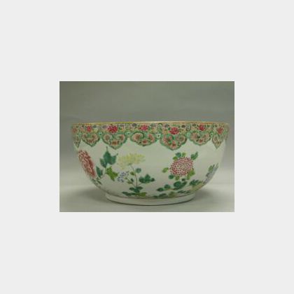 Large Modern Chinese Famille Rose Porcelain Bowl. 