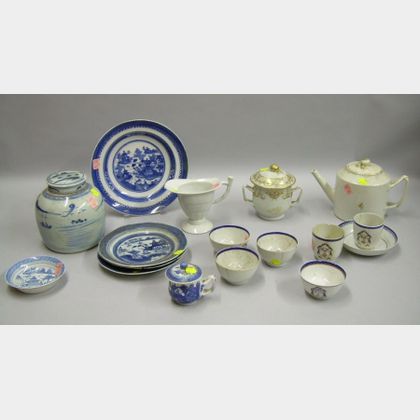 Seventeen Pieces of Assorted Chinese Export Porcelain Tea and Tableware. 