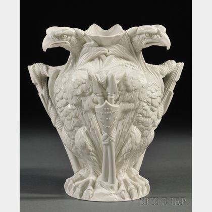 American Centennial Memorial Parian Vase with Eagles and Shields
