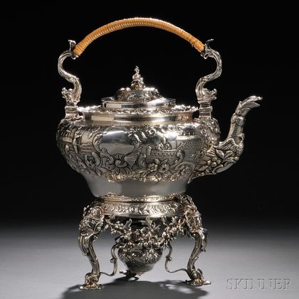 George IV Sterling Silver Tea Kettle on Stand