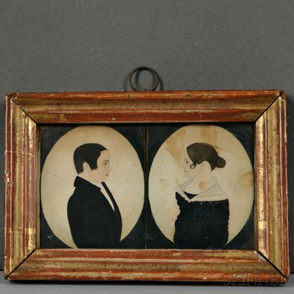 Justus Dalee (New York/Wisconsin, 1793-1878) Double Miniature Portrait of a Man and Woman