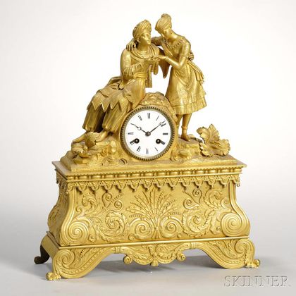 French Gilt Figural Mantel Clock