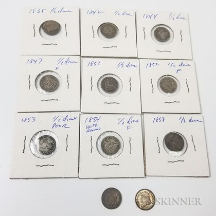 Three Capped Bust and Eight Seated Liberty Half Dimes