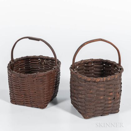 Two Brown-painted Splint Baskets