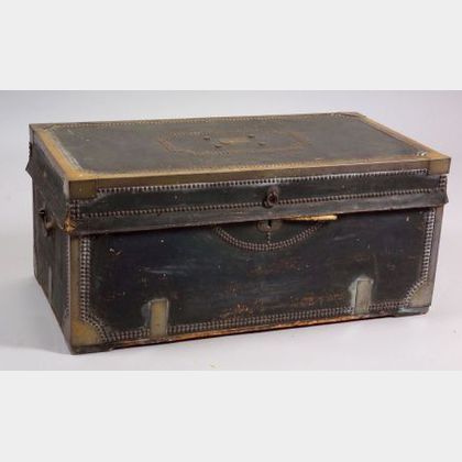 Leather and Brass Bound Camphor Wood Chest