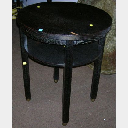 Ebonized Oak Occasional Table and an German/Austrian Beechwood Upholstered Morris Chair. 