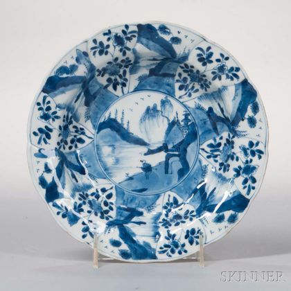 Blue and White Lobed Bowl