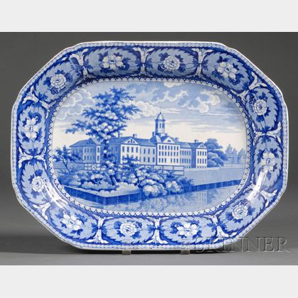 Historic Blue and White Transfer-decorated Staffordshire Pottery Platter