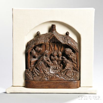 Wood Relief of Adoration in the Stable