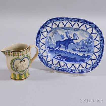 Polychrome Prattware Jug and an Enoch Wood & Sons Transfer-decorated Platter
