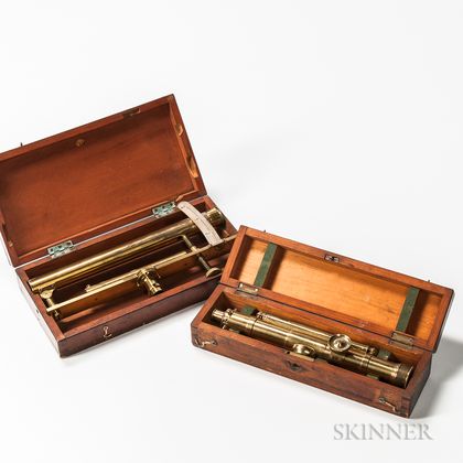 Two Lacquered-brass-cased Sighting Scopes