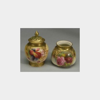 Two Royal Worcester Porcelain Potpourri Vases
