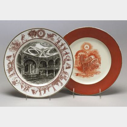 Two Masonic Decorated Porcelain Plates