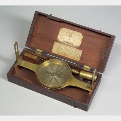 Early Richard Patten Engine-Divided Brass Surveyor's Compass