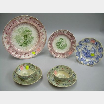 Ten Pieces of English Transfer Decorated Staffordshire Tableware