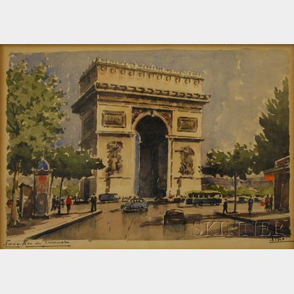 French School, 20th Century Paris-Arc de Triomphe.