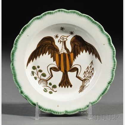 Rare Leeds Pottery Federal Eagle Decorated Plate