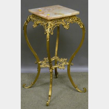 Victorian Rococo-style Onyx-top Cast Brass Stand. 