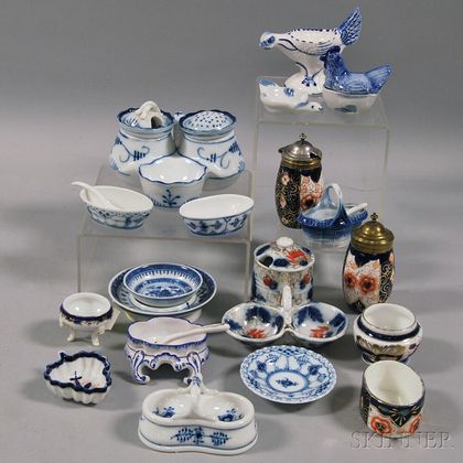 Eighteen Blue and White Porcelain Salts