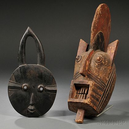 Two African Carved Wood Masks