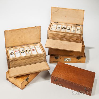 Six Double-hinged Boxes of Microscope Slides