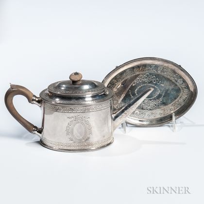 George III Sterling Silver Teapot with Associated Stand
