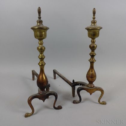 Pair of Brass and Iron Andirons. Estimate $20-200