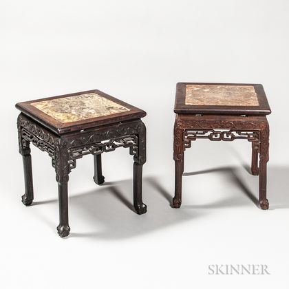 Pair of Low Marble-top Stands