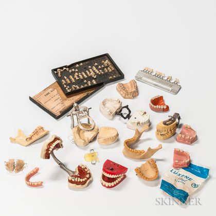 Seventeen Dental Molds, Crowns, and Retainers.